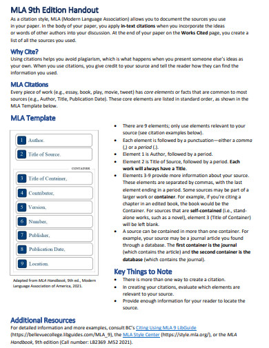 MLA 9th Edition Handout