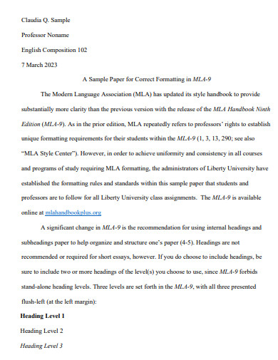 MLA 9th Edition Paper