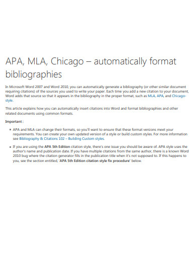 mla chicago style bibliography