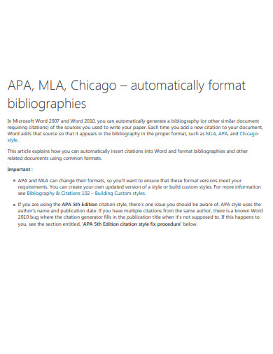 MLA Chicago Style Bibliography