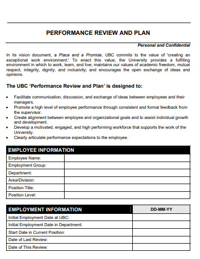 manager performance review plan