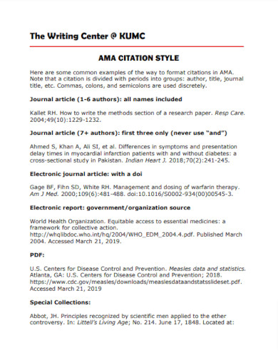 Modern AMA Citation Style Example