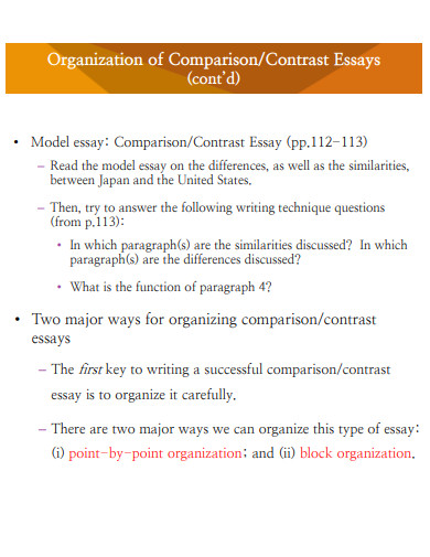 comparison essay organization