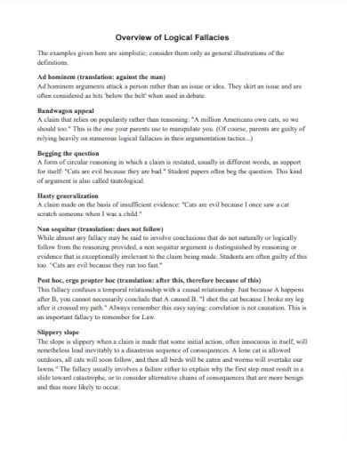 34+ Logical Fallacy - Examples, PDF | Examples
