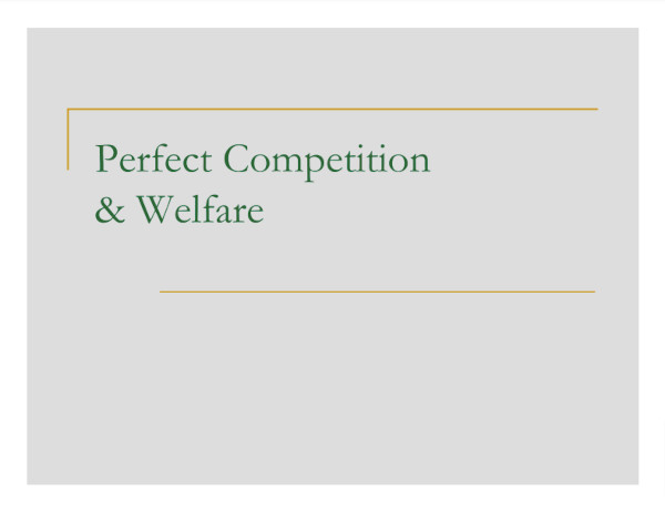 perfect competition and welfare