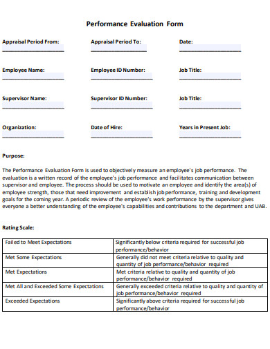 Performance Evaluation Form Review