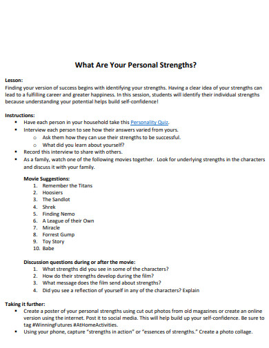 personal strengths format
