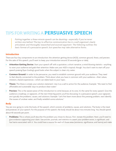 persuasive speech writing