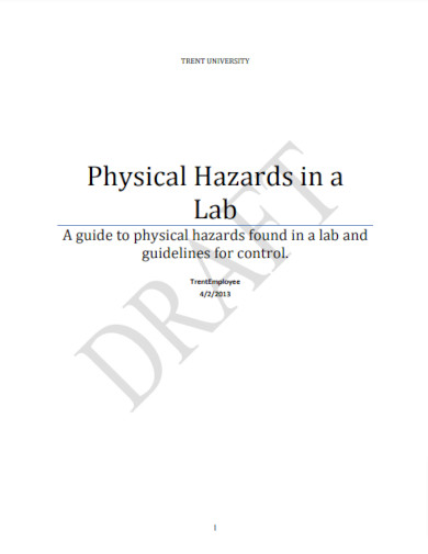 physical hazards in a lab example
