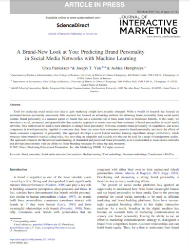predicting brand personality in social media networks