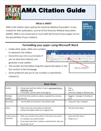 Printable AMA Citation Guide Example