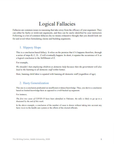 34+ Logical Fallacy - Examples, PDF | Examples