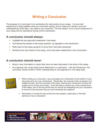printable writing a conclusion example
