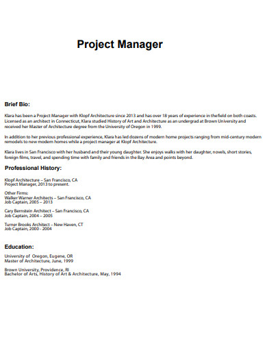 professional project manager bio