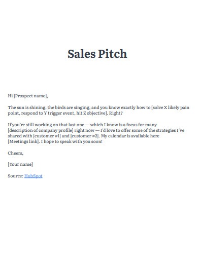 Sales Pitch Letter