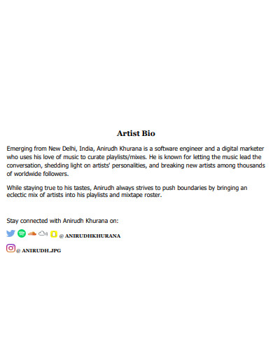 sample artist bio