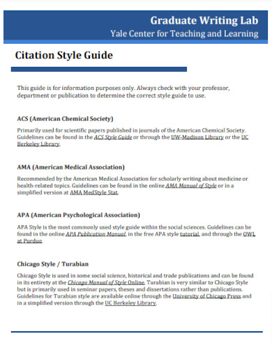 Sample Citation Style Guide Example