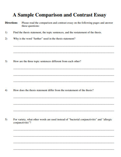 comparison and contrast essay format