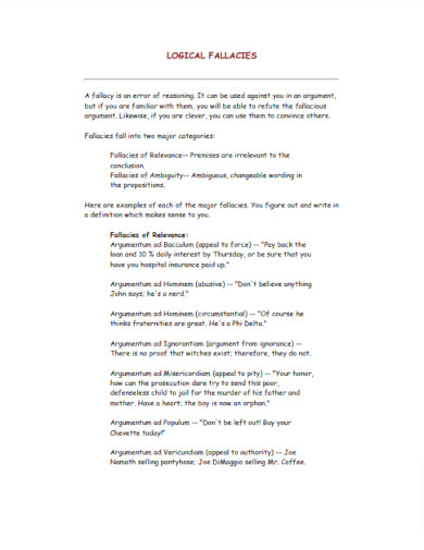 34+ Logical Fallacy - Examples, PDF | Examples