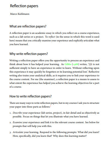 sample reflection paper