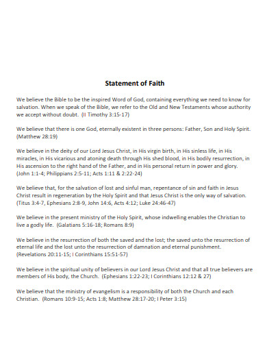 sample statement of faith