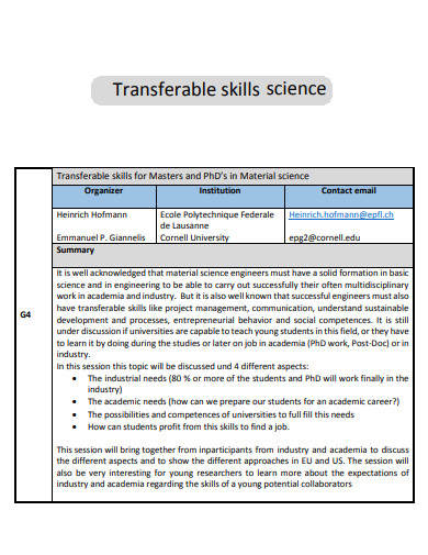 science transferable skills
