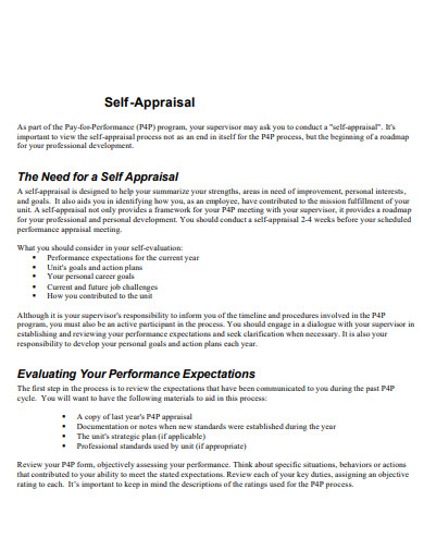 self appraisal performance