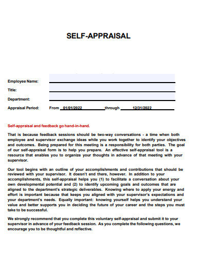 self appraisal staff