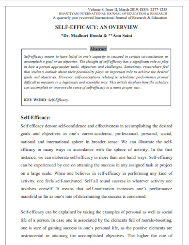 self efficacy an overview example