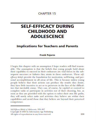self efficacy during childhood and adolescence