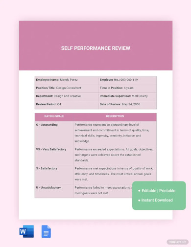 self performance review template