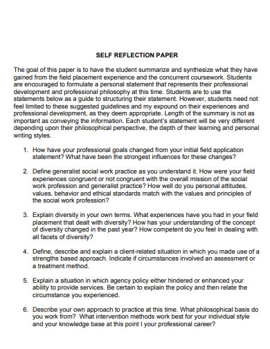 self reflection paper 