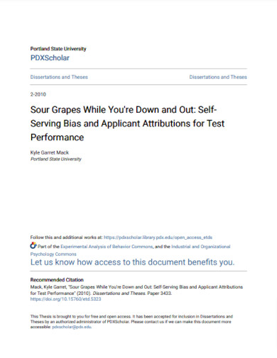 self serving bias and applicant attributions for test performance