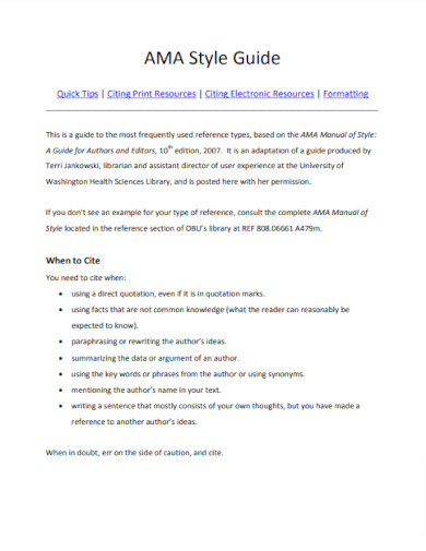 Simple AMA Style Guide Example
