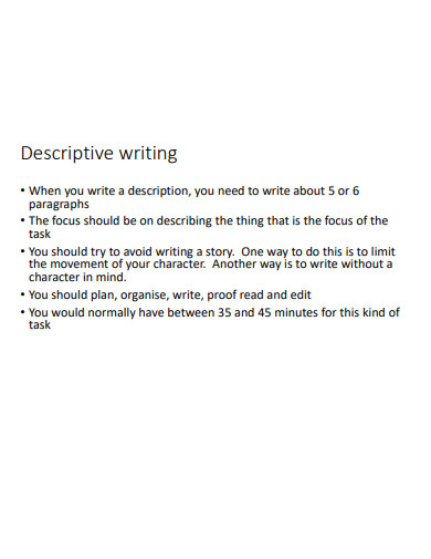 simple descriptive writings