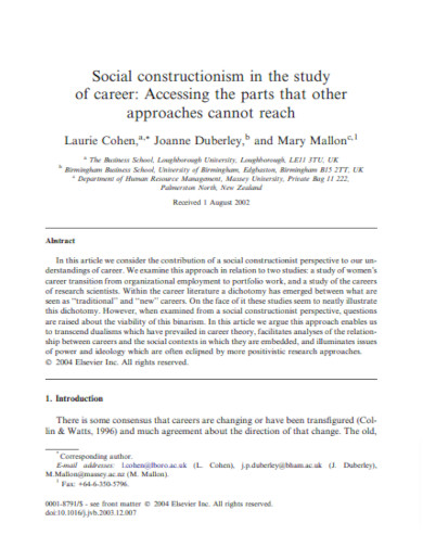 social constructionism in the study of career