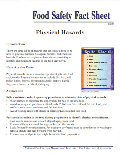 standard physical hazards example