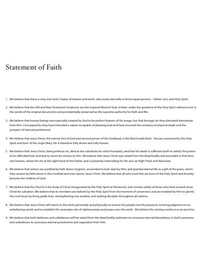 examples of personal statement of faith