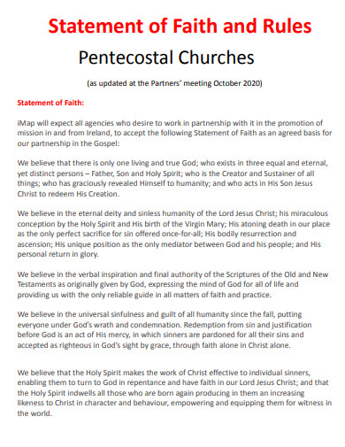 statement of faith pentecostal church