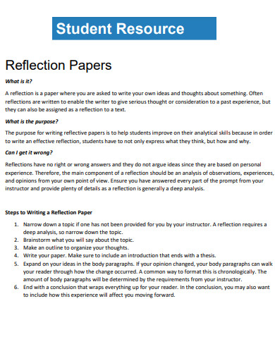 student reflection paper 