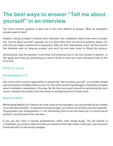 teaching job tell me about yourself interview 