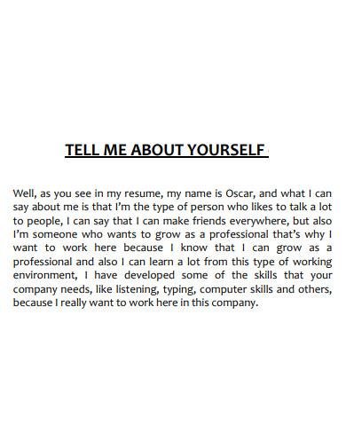 tell me about yourself answer fresher interview