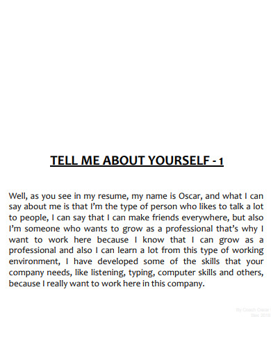 Tell me About Yourself Interview to Answer