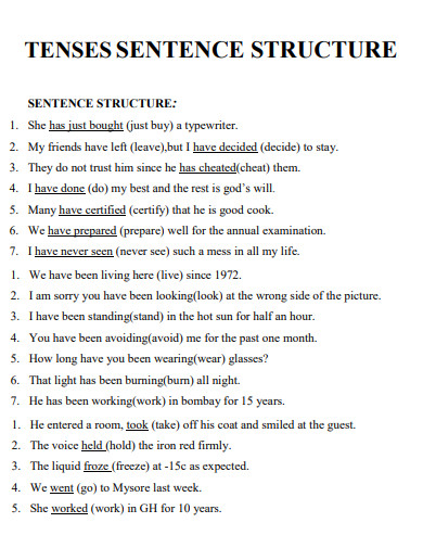 tense sentence structure