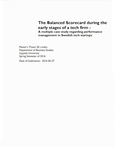 the balanced scorecard during the early stages of a tech firm