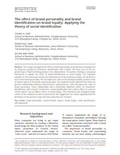 the effect of brand personality and brand identification on brand loyalty