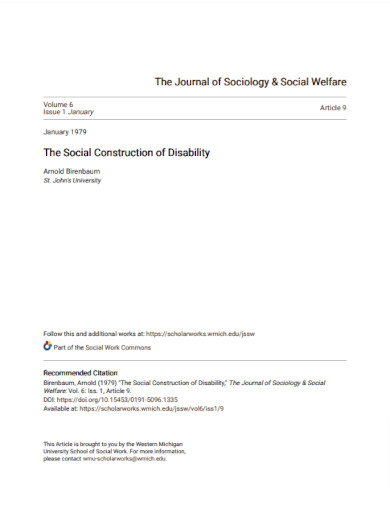 the social construction of disability example