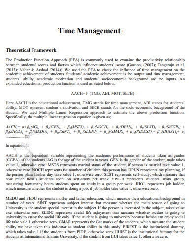 time management for theoretical framework