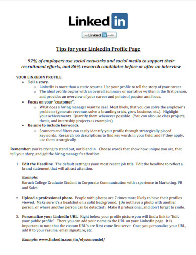tips for your linkedin profile page