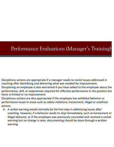 training manager performance review